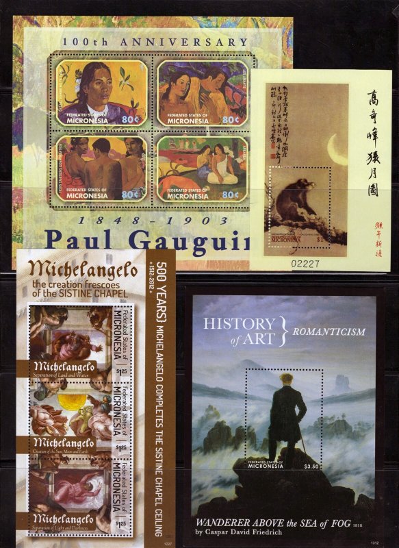 Amazing Art & Painting MNH Collection on NINE pages, Micronesia ZAYIX 0825L1701