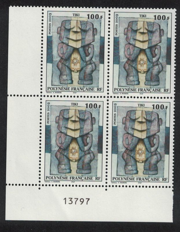 Fr. Polynesia Tiki Corner Block of 4 Control Number 2003 MNH SG#968