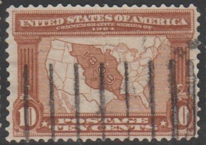 U.S. Scott #327 Map - Louisiana Purchase Stamps - Used Single - IND