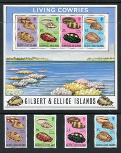 Gilbert & Ellice Islands 241-244a. Living Cowries and Empty Shells, 1975. x29334