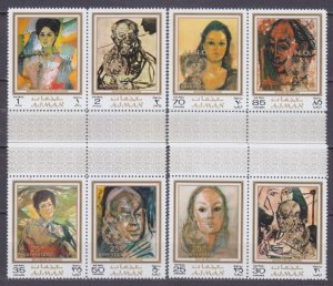 1971 Ajman 718-725Paar Painting - Overprint - U.N.O 4,50 €​