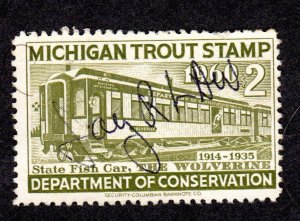 Michigan State Revenue, Trout stamp # T13 used Lot 230717