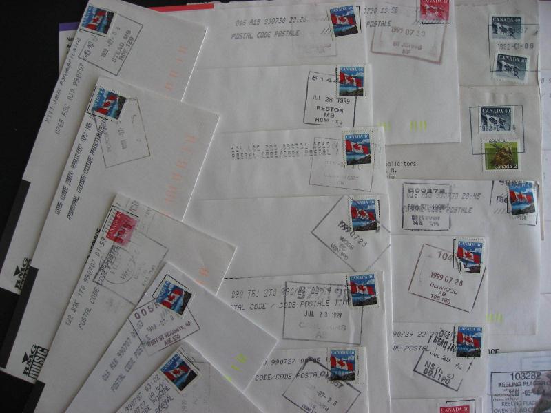 Canada batch of 65 POCON cancel covers, all over the country!! See pictures!