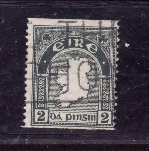 Ireland-Sc#92-used 2p gray green  coil stamp-Maps-1934-