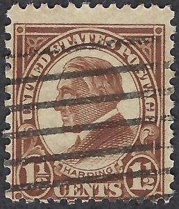 United States #633 1 1/2¢ Warren G. Harding (1926-29). Yellow brown. Used.