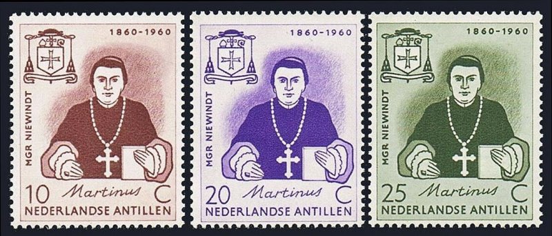 Netherlands Antilles 269-271,MNH.Msgr.Niewindt,apostolic vicar for Curacao,1960