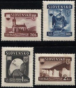 SLOVAKIA 1943  Sc 89-92, Mint MNH VF  - Railroad Line - Train