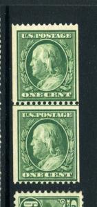 385 Mint Coil Line Pair of 2 Stamps NH  with PSE Cert (Stock 385-13)