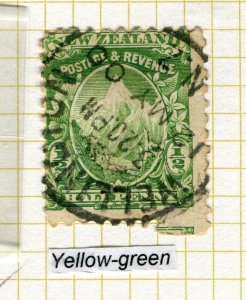 NEW ZEALAND; 1900 early pictorial issue used Shade P11, 1/2d. value