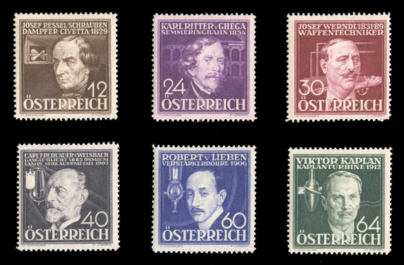 Austria #B146-151 Cat$47.50, 1936 Inventors, complete set, never hinged