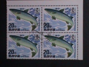 ​KOREA-1996 SC# 3587 FRESHWATER FISH-MENADA GREY MULLET CTO BLOCK VERY FINE