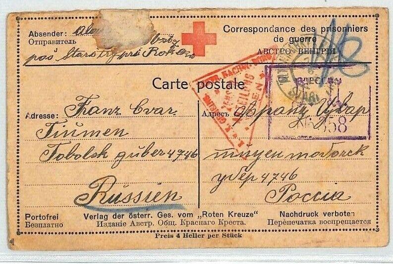 SLOVENIA WW1 Red Cross Card AUSTRIA POW RUSSIA 1916 Censor{samwells-covers}BM333