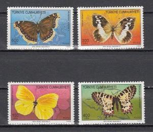 Turkey, Scott cat. 2421-2424. Various Butterflies issue.