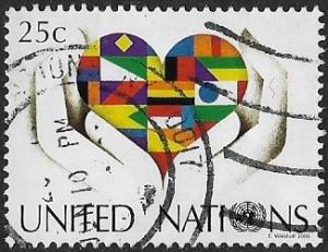 United Nations - NY - # 896 - Flags in Heart - used