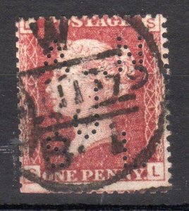 PENNY RED PLATE 171 WITH 'A N J S L' PERFIN