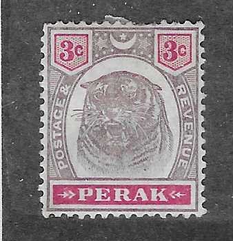 Malaya - Perak #3c Tiger (MH) CV $4.50