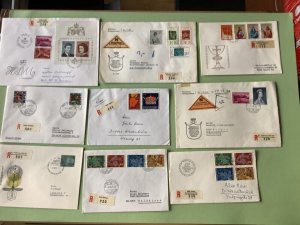 Liechtenstein registered postal stamps covers 9 items Ref A1414