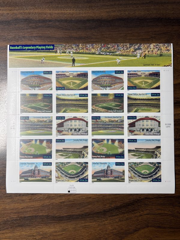 Scott 3510-3519 34c Legendary Playing Fields Mint Sheet of 20 NH Cat $18
