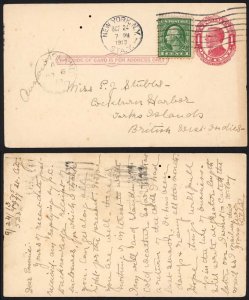 Turks and Caicos 1913 Cover from the USA to Cockburn Harbour