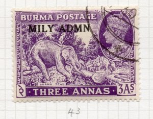 Burma 1945 GVI Military Admin Issue Fine Used 3a. Optd NW-204012