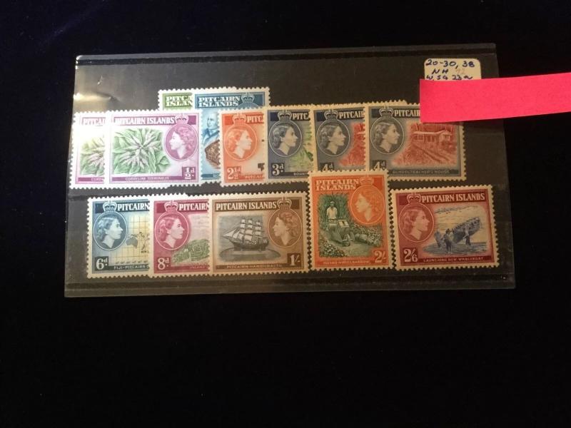 Pitcairn Islands Scott #20-30,31,38 Never Hinged Set