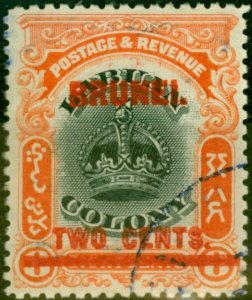 Brunei 1906 2c on 8c Black & Vermilion SG13 Very Fine Used