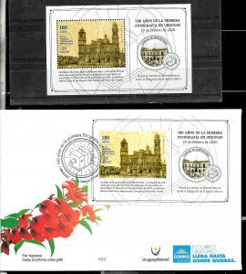 URUGUAY 2020 ART,FIRST PHOTOGRAPHY IN URUGUAY ANIVERSARY S/SHEET MNH+FDC COMBO