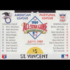 ST.VINCENT 1989 - Scott# 1223 S/S Baseball Game NH