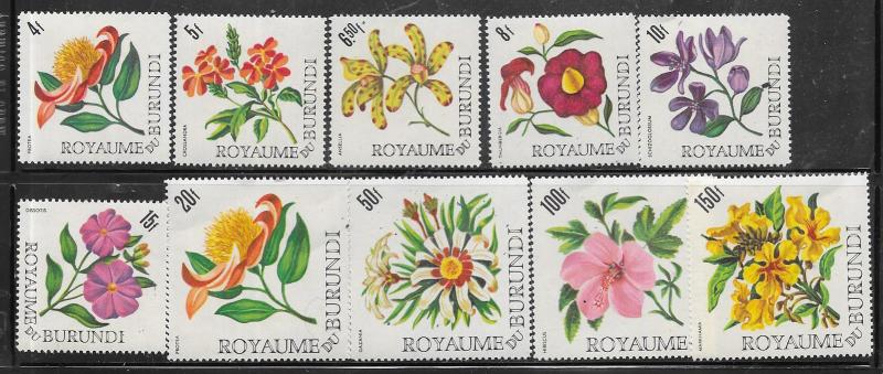 Burundi #147-156  Flowers  (MNH ) CV $21.90