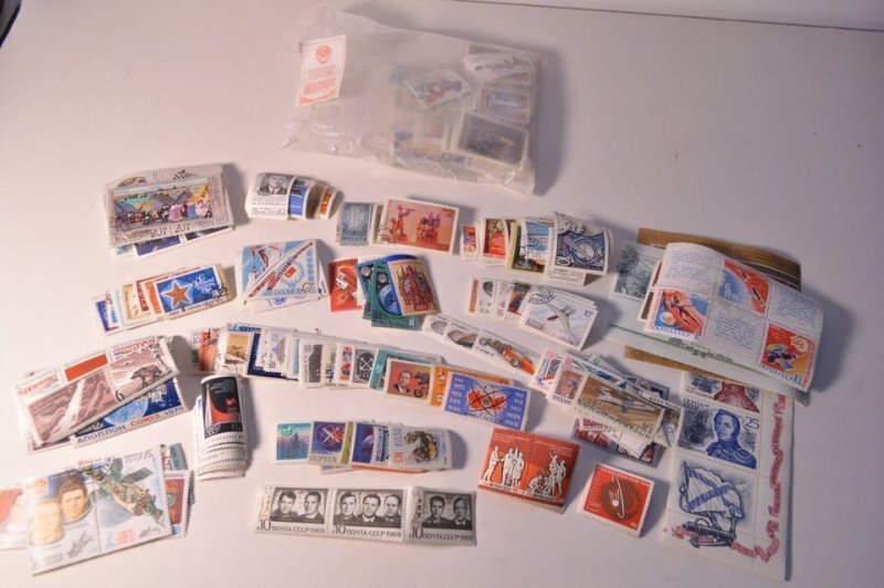 Russia Stamp Mix 1960s-80s Mint & CTO - 5.5 oz of stamps Grab Bag Mix Lot USSR