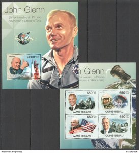 2012 Guinea-Bissau Space 50Th Anniversary John Glenn Bl+Kb ** Bc498