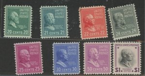 United States #825-832 Unused Single