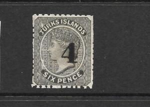 TURKS ISLANDS  1881   4 on 6d  QV  MNG        SG 44