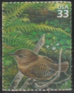 3378f, Single. Winter Wren & Deer Fern MNH, .33 cent.