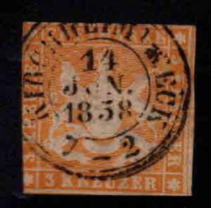 Wurttemberg Scott 9 nice 1858 Cancel