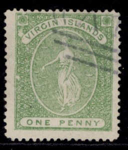 BRITISH VIRGIN ISLANDS QV SG8, 1d yellow-green, USED. Cat £80.