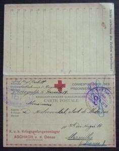WWI AUSTRIA-SERBIA-RED CROSS-POW CARD! france russia rotes kreuz yugoslavia J24