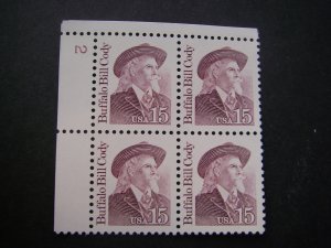 Scott 2177a, 15c Buffalo Bill Cody, PB4 #2 UL, MNH Great Americans Beauty