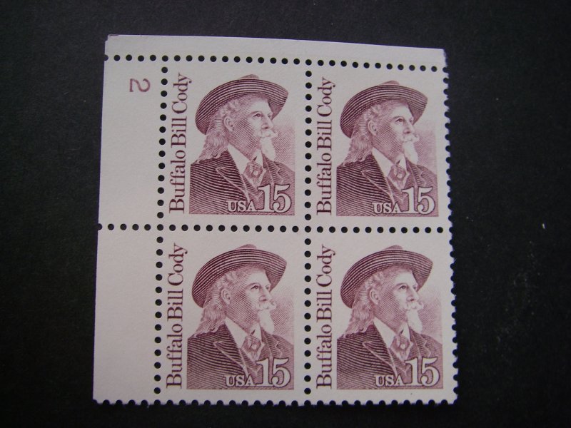 Scott 2177a, 15c Buffalo Bill Cody, PB4 #2 UL, MNH Great Americans Beauty