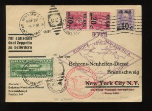 C13 Graf Zeppelin Air Mail Stamp on Canal Zone Flight Cover AAMC 57a (P1110b)