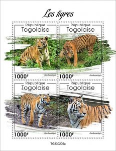 TOGO - 2023 - Tigers - Perf 4v Sheet - Mint Never Hinged