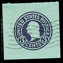 #U439 Washington Bust  Cut Square (Die 1 Blue) - Used