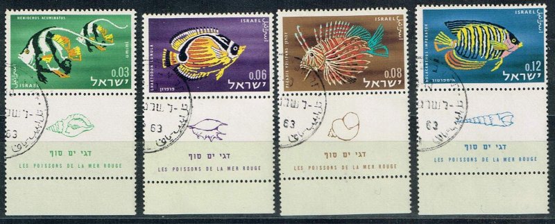 Israel 1962,Michel#266-269 used Red Sea Fishes wit TAB