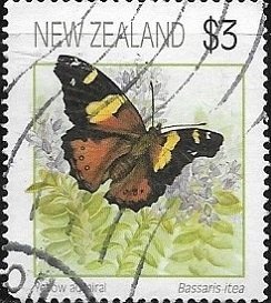 1991 New Zealand  Yellow Admiral Butterfly   SC# 1077 Used