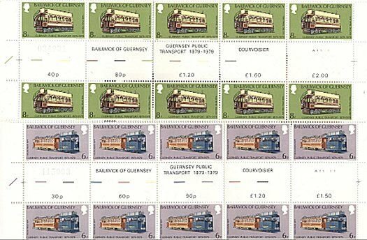 BAILIWICK OF GUERNSEY 1979 TRASPORTATION GUTTER PAIRS