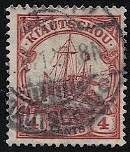 KIAUCHAU China German Colonies 1909 Sc 35  4c Used VF Kaiser's Yacht