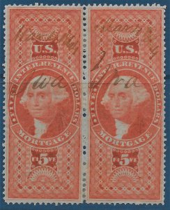 US 1862-71 Sc. R91c pair VF, some hinge reinforcement