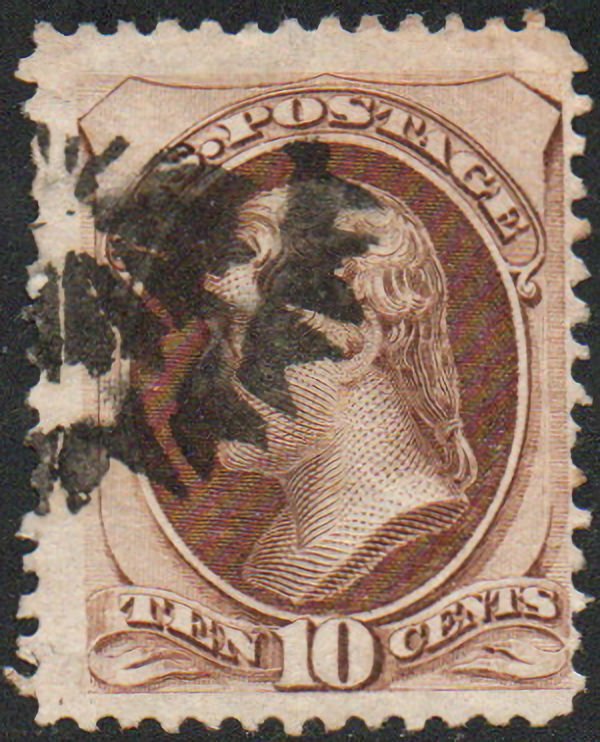 US #187 SCV $40 Fine+, bold fancy cancel, rich color!