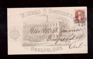 Canada #37e Used Tied By Fancy Cancel On W. Bell & Company Illustrated Cover