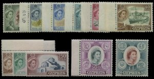 Cyprus #171-182 (SG 176-187) Cat£110, 1955 QEII, complete except for three l...